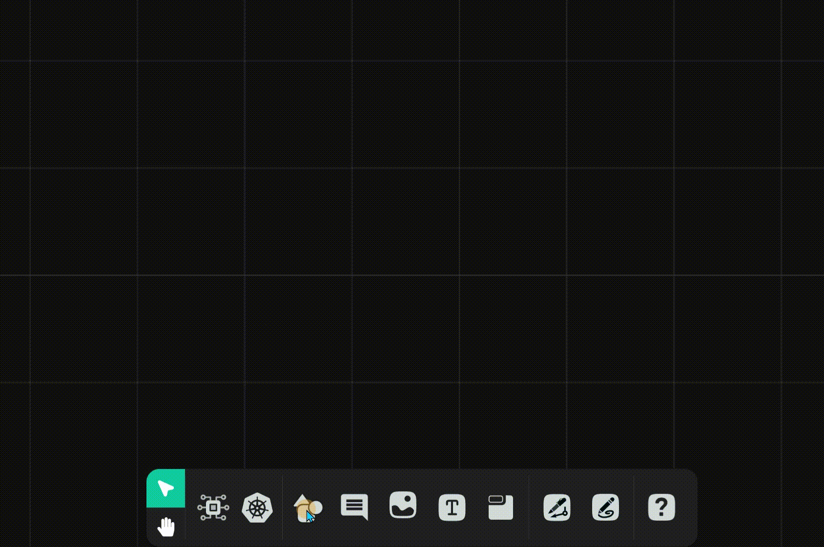 Animation of non-semantic shapes being placed and styled on the Kanvas canvas