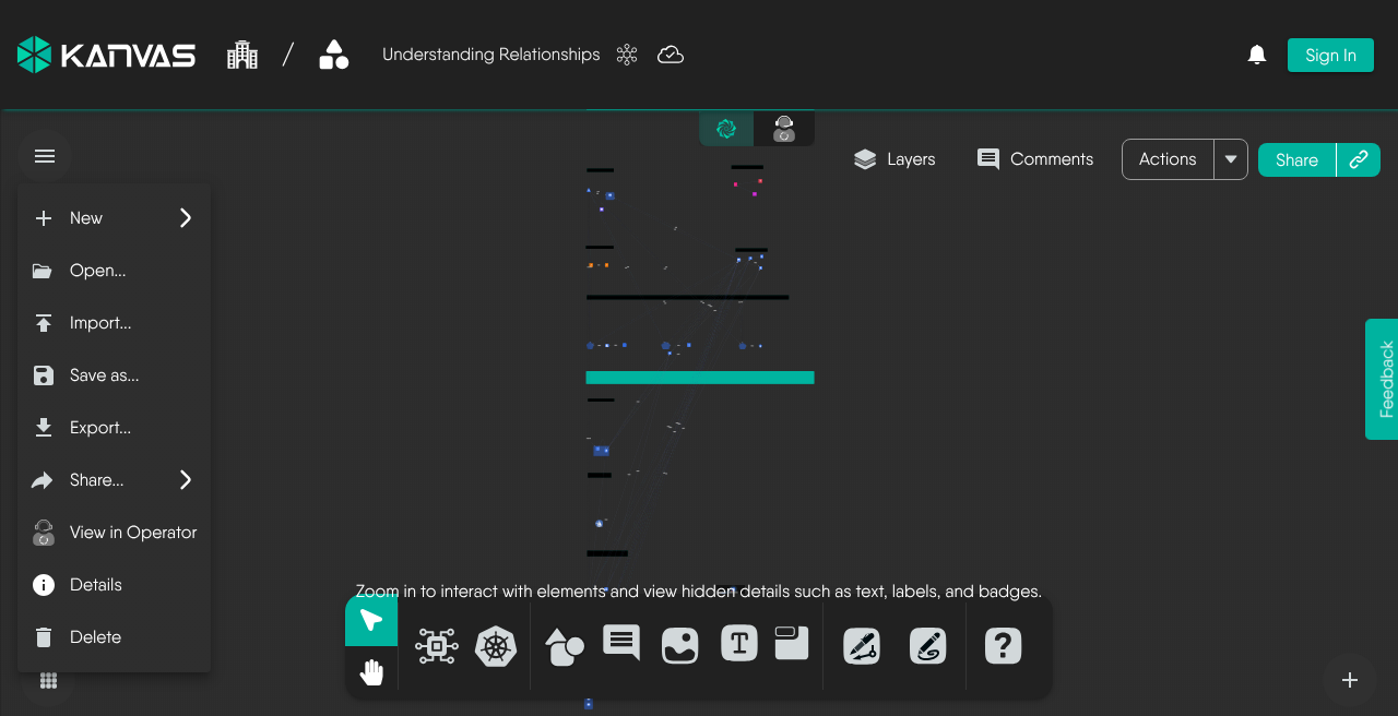File menu listing Save as… and other design operations