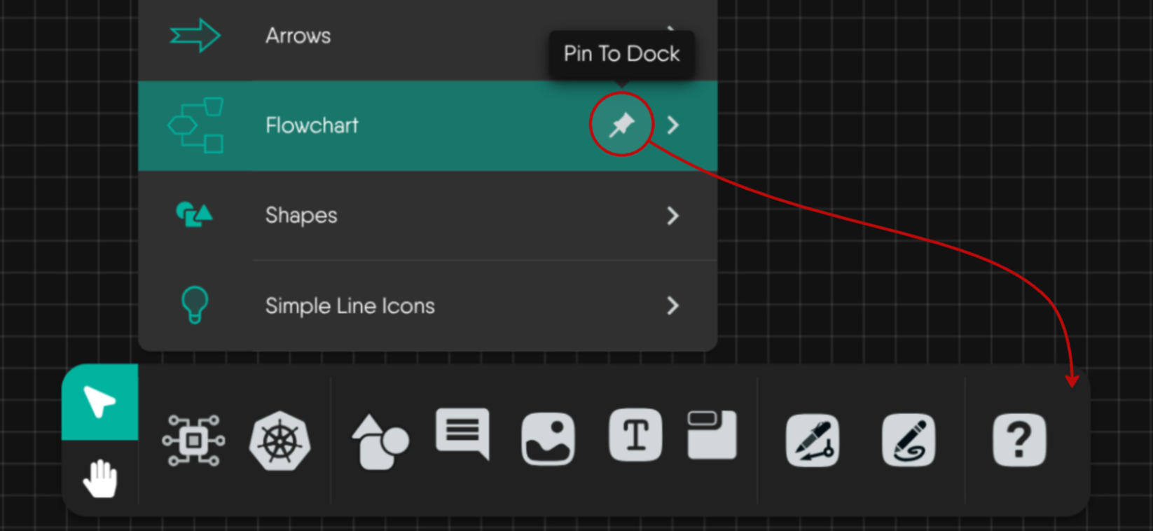 Pin To Dock action