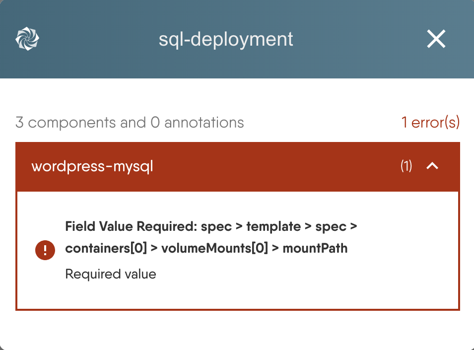 Required Field Error Example Dry Running a Design | Layer5 Documentation