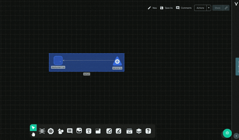 The Layers panel with relationship toggles